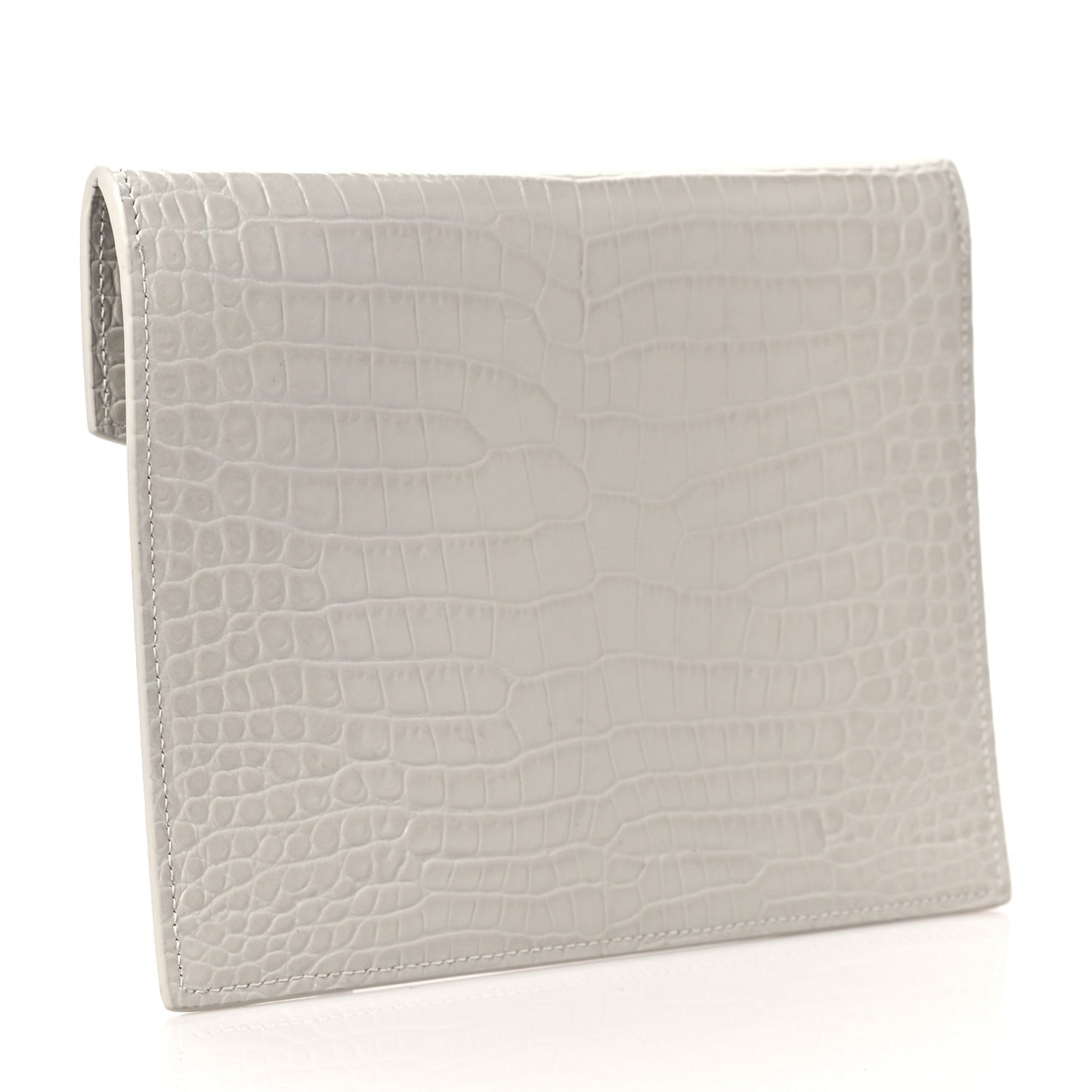 Calfskin Crocodile Embossed Monogram Uptown Baby Pouch Crema Soft