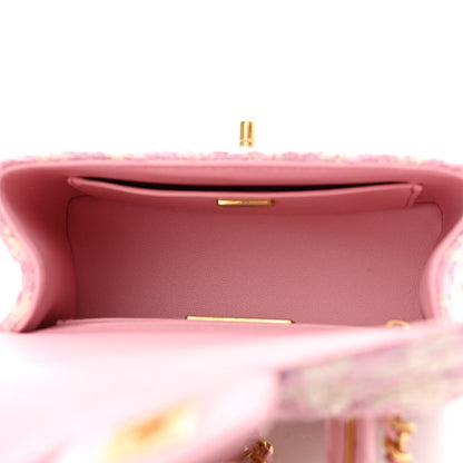 Chanel Tweed Handle Crush Top Handle Flap Bag Pink Ecru 5 of 9