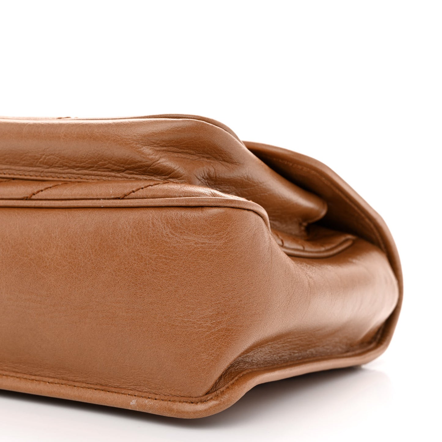 Crinkled Calfskin Matelasse Monogram Medium Niki Chain Satchel Caramel