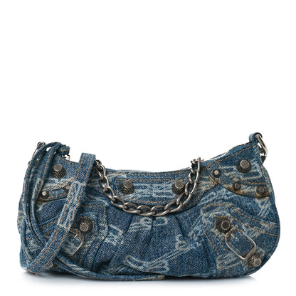 Balenciaga Bleached Denim BB Monogram Le Cagole Mini Purse With Chain Blue 1 of 7