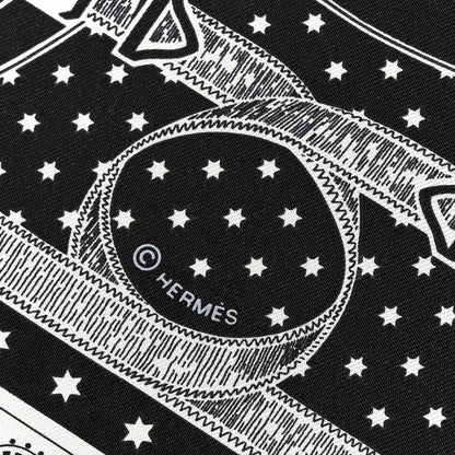 Hermes Silk Eperon D'Or Bandana Shawl 55 Black White 4 of 5