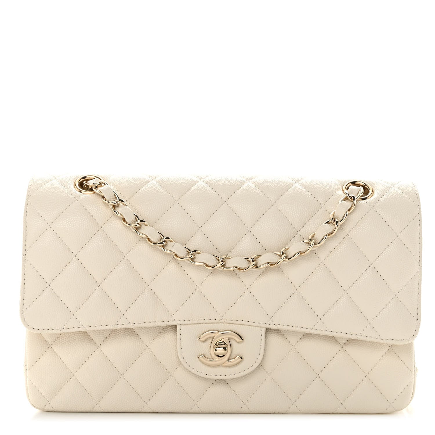 Chanel Caviar Quilted Medium Double Flap White 1 of 10