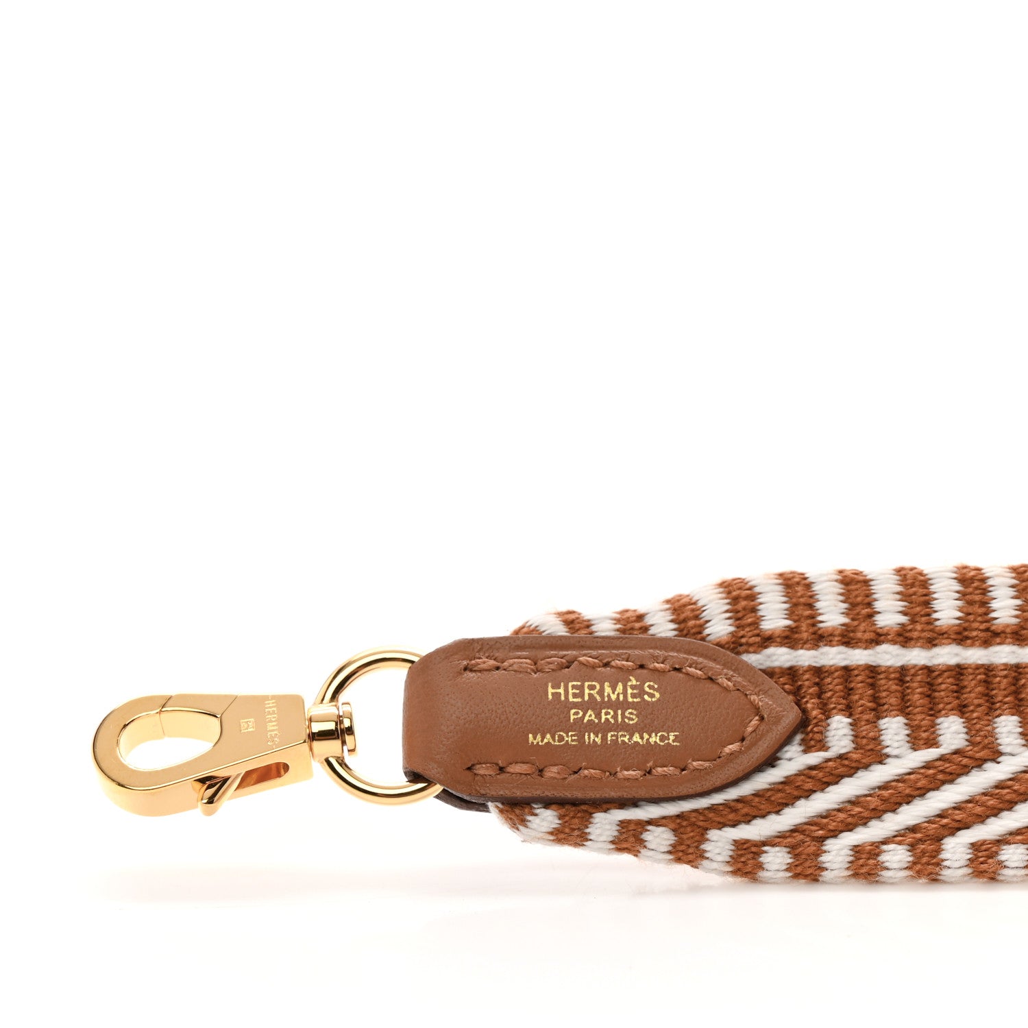 Hermes Toile Swift 25mm Sangle Cavale Shoulder Strap Ecru Beige Gold 4 of 5