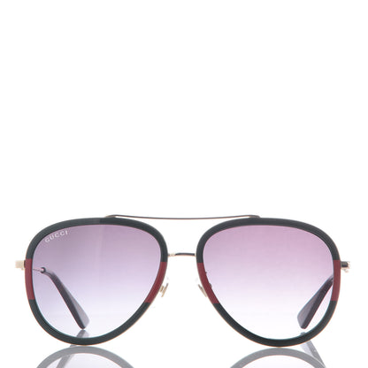 Gucci Web Aviator Sunglasses GG0062S Green Red 2 of 8
