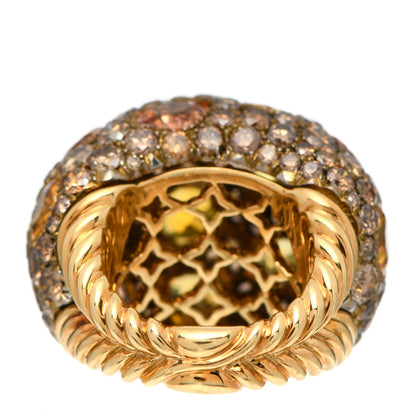 David Yurman 18K Yellow Gold Titanium Brown Diamond Orange Yellow Sapphire Dome Ring 50 5.25 4 of 5