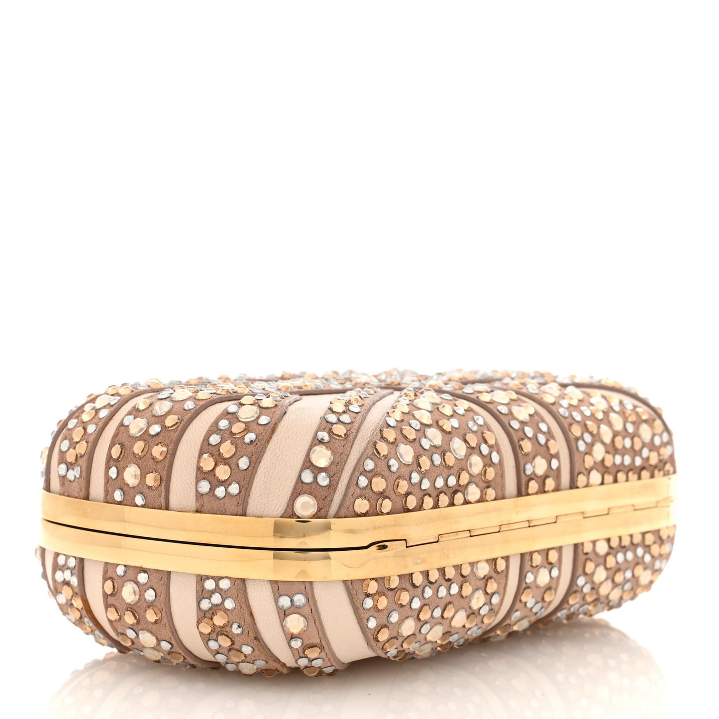 Suede Studded Britannia Skull Box Clutch Beige