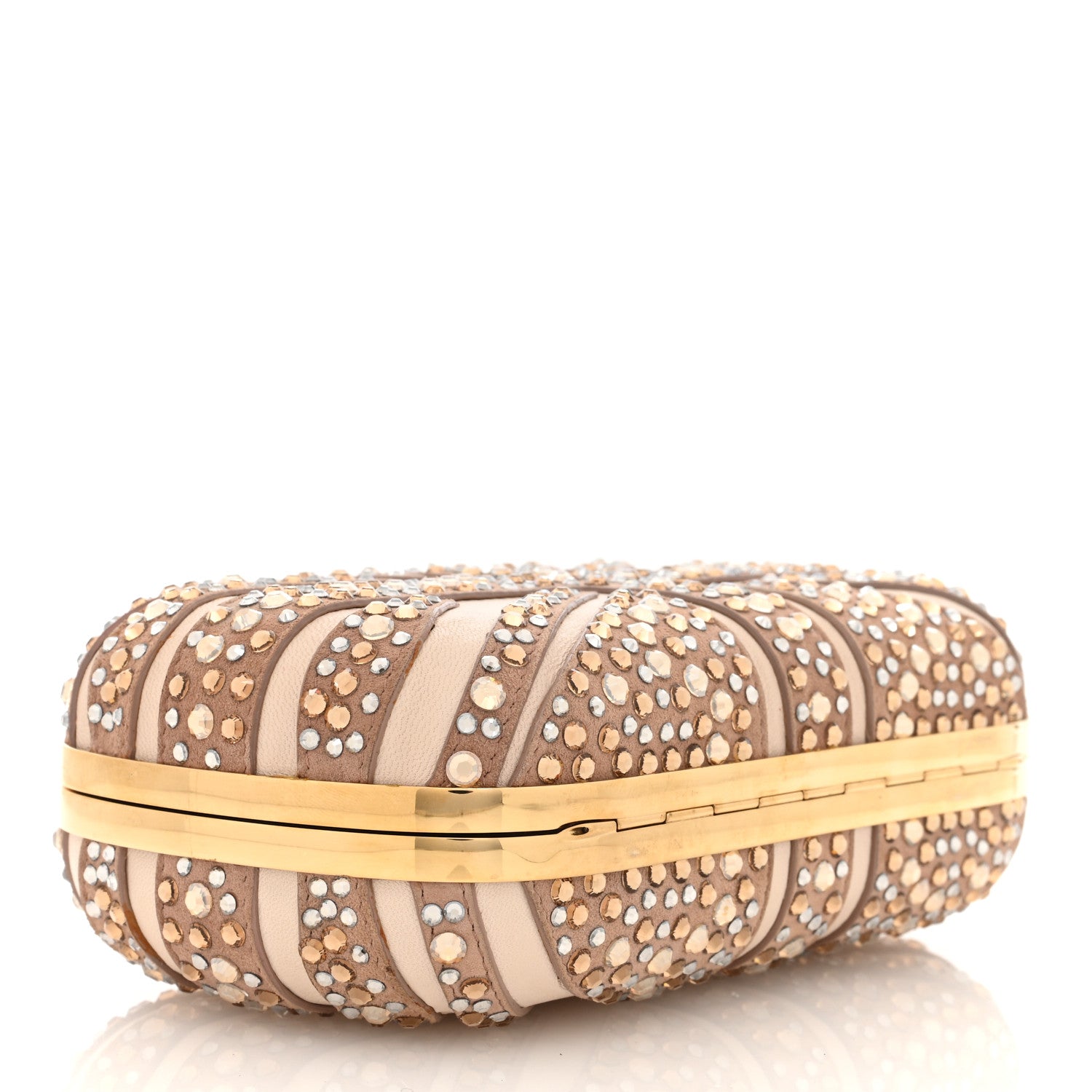 Alexander McQueen Suede Studded Britannia Skull Box Clutch Beige 4 of 10
