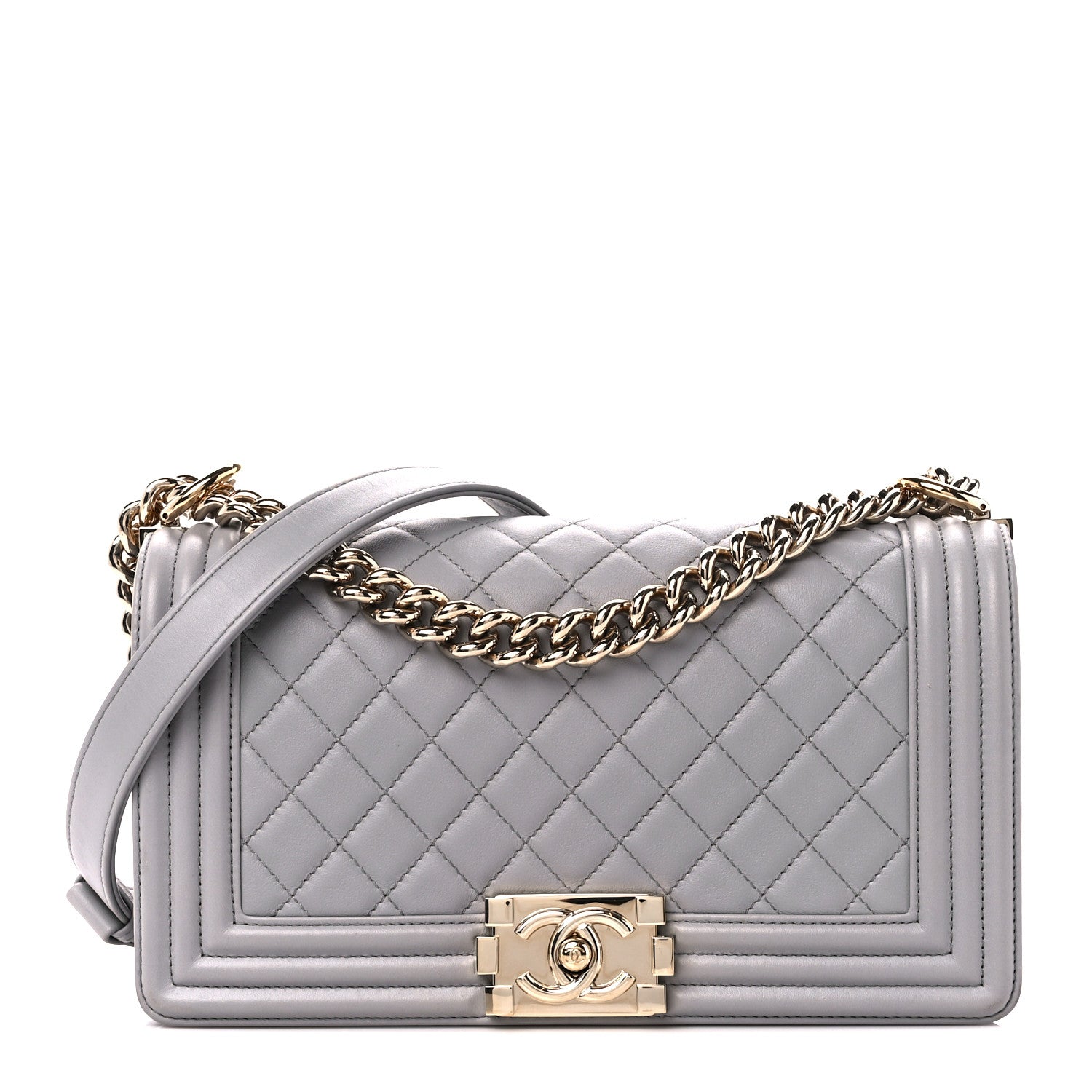 Chanel Lambskin Quilted Medium Boy Flap Grey 1 of 11