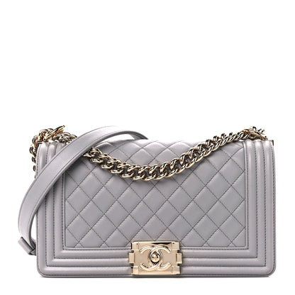 Chanel Lambskin Quilted Medium Boy Flap Grey 1 of 11