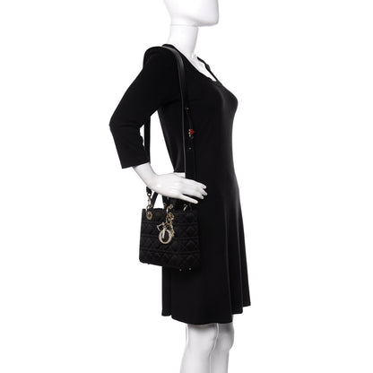 Christian Dior Satin Swarovski Crystal Cannage My ABC Lady Dior Black 2 of 11