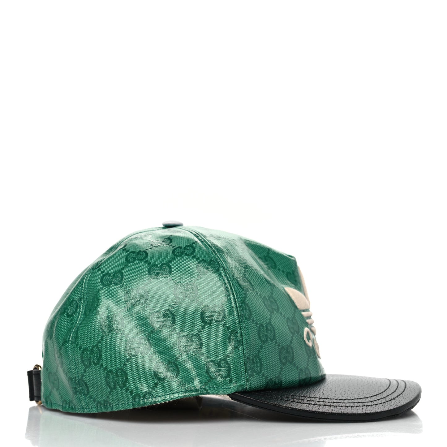 X ADIDAS Crystal Monogram Textured Dollar Calfskin Trefoil Embroidered Stefanos Baseball Hat New Shamarock Black