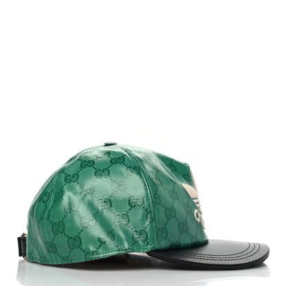 Gucci X ADIDAS Crystal Monogram Textured Dollar Calfskin Trefoil Embroidered Stefanos Baseball Hat New Shamarock Black 4 of 8