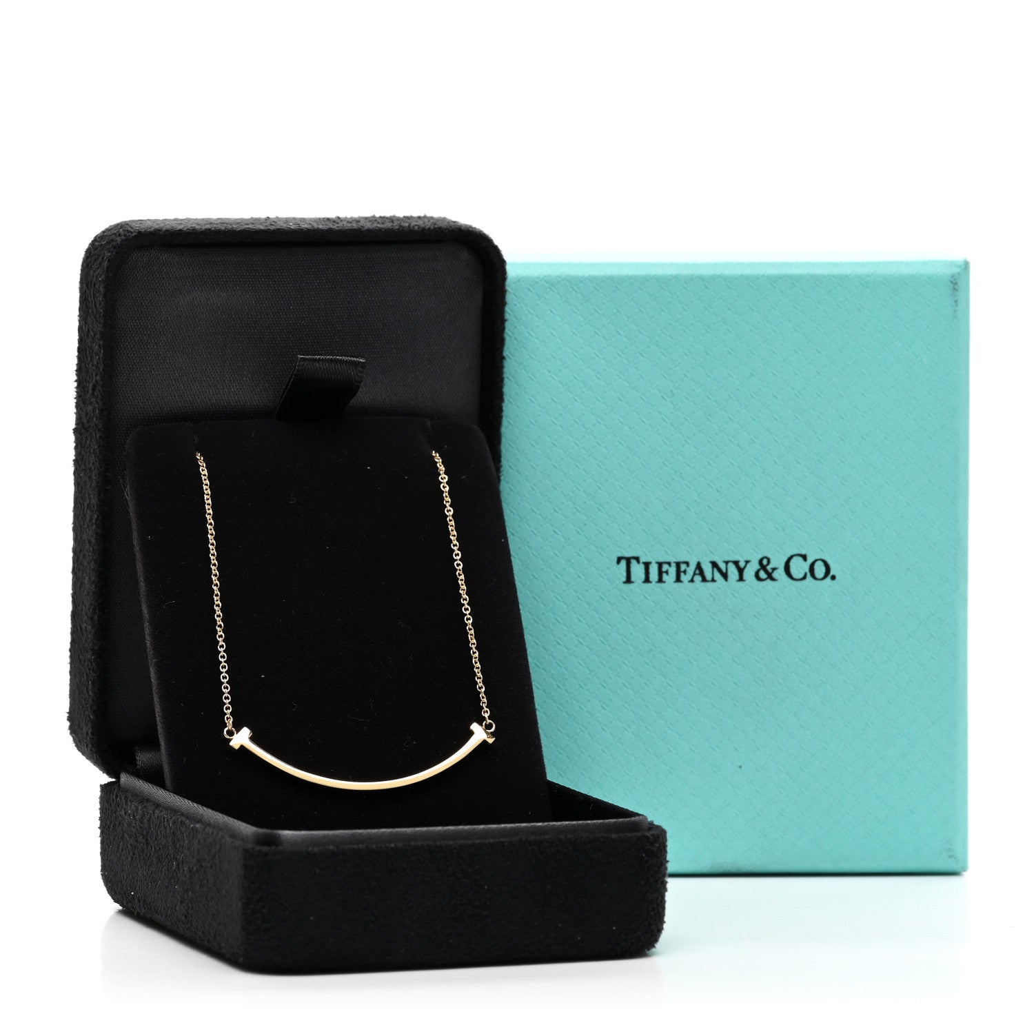 Tiffany 18K Yellow Gold Small T Smile Pendant Necklace 5 of 5