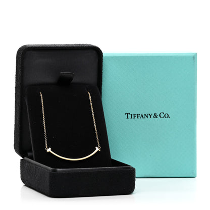 Tiffany 18K Yellow Gold Small T Smile Pendant Necklace 5 of 5