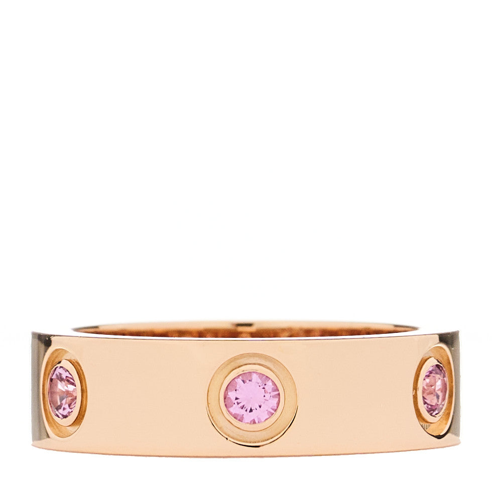 18K Pink Gold 6 Pink Sapphire 5.5mm LOVE Ring 52 6