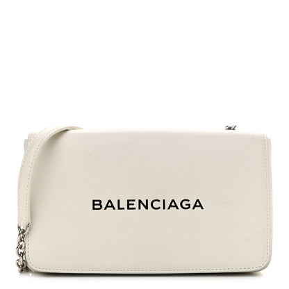 Balenciaga Pebbled Calfskin Chain Wallet White 1 of 11