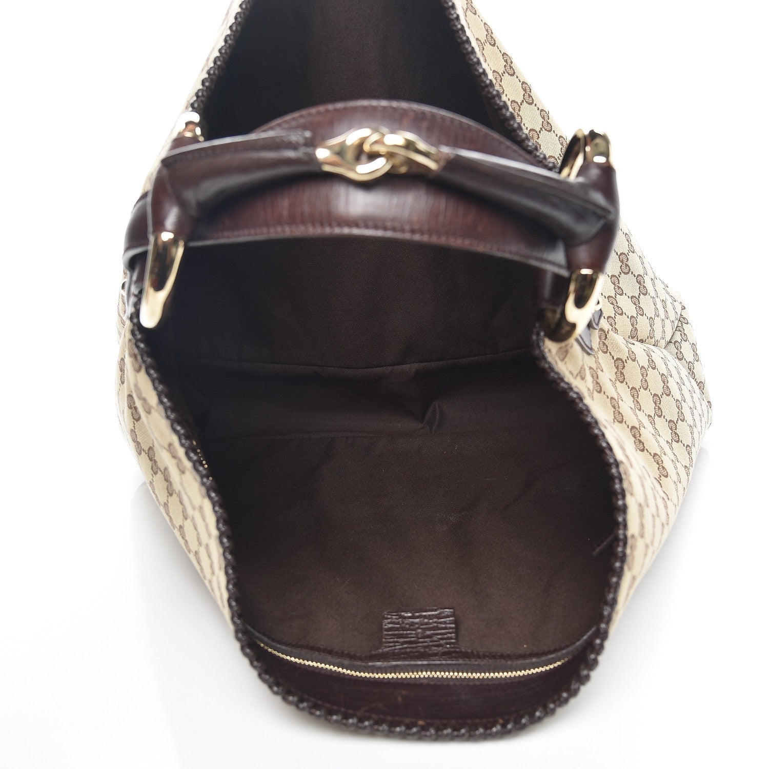 Gucci Monogram Large Horsebit Chain Hobo Dark Brown 5 of 12