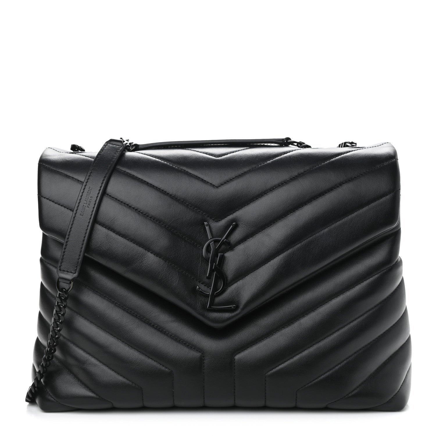 Saint Laurent Calfskin Y Quilted Monogram Medium Loulou Chain Satchel Black 1 of 11