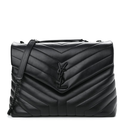 Saint Laurent Calfskin Y Quilted Monogram Medium Loulou Chain Satchel Black 1 of 11