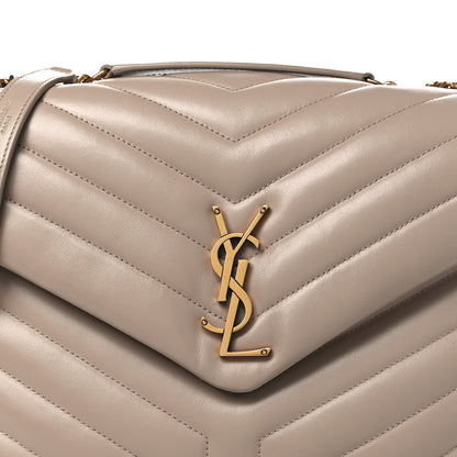 Saint Laurent Calfskin Y Quilted Monogram Medium Loulou Chain Satchel Dark Beige 9 of 11
