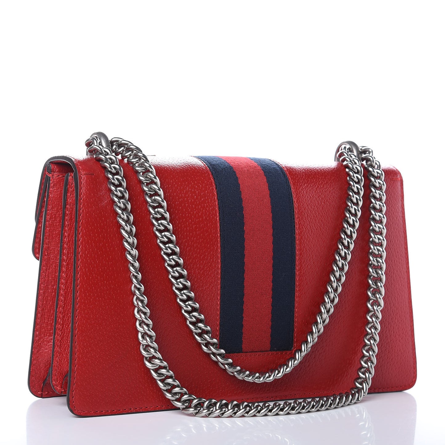 Calfskin Web Floral Embroidered Small Dionysus Shoulder Bag Hibiscus Red