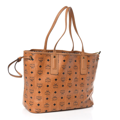 MCM Visetos Medium Liz Reversible Shopper Tote Cognac 6 of 17