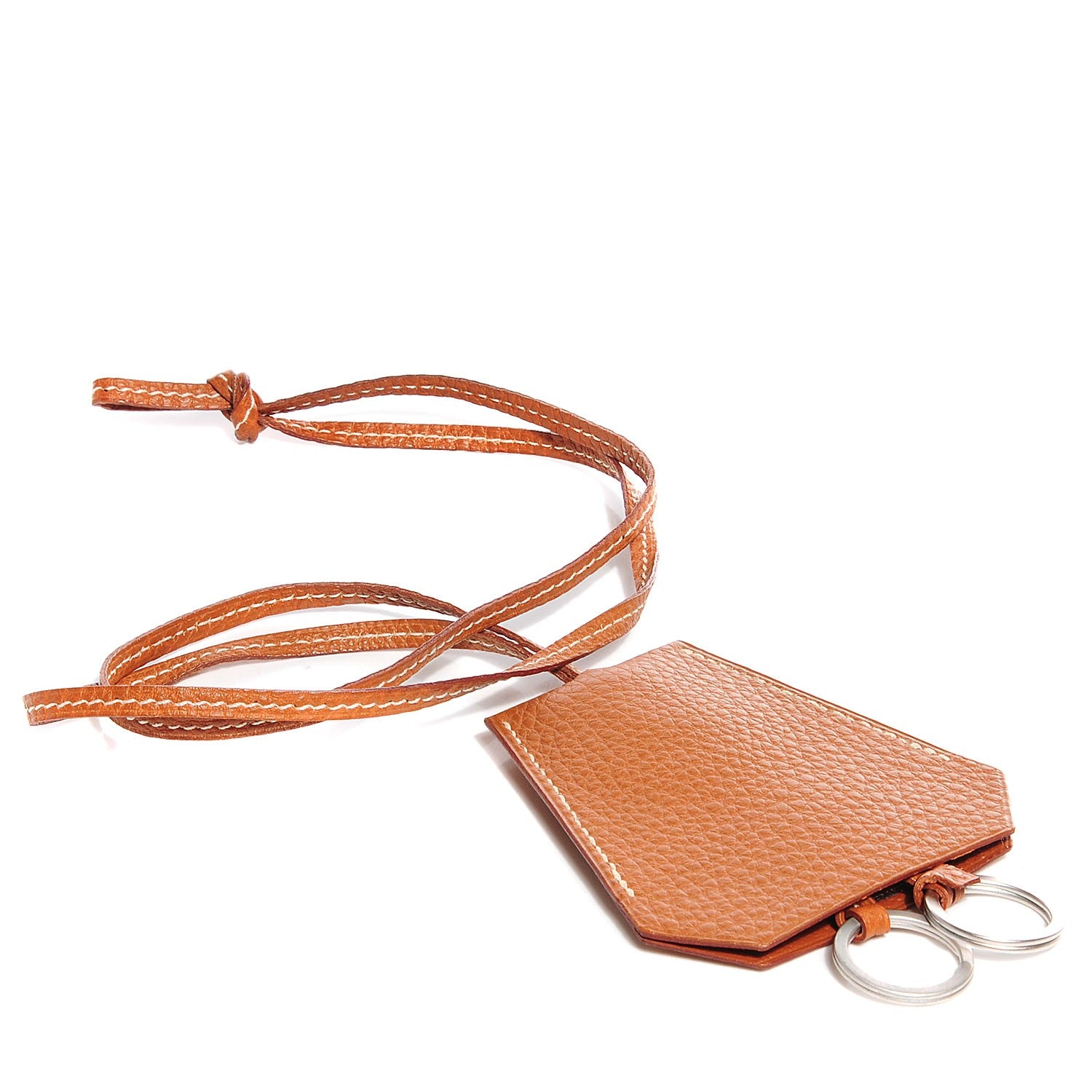 Hermes Togo Clochette Key Holder Necklace Gold 1 of 4