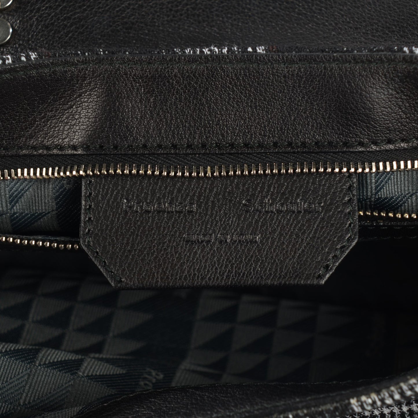 Jacquard Plaid Tiny PS1 Satchel Black White