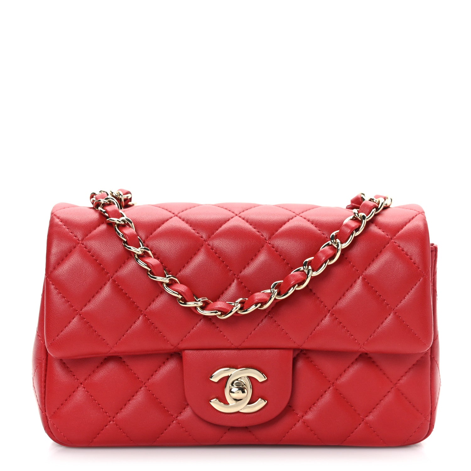 Chanel Lambskin Quilted Mini Rectangular Flap Red 1 of 9