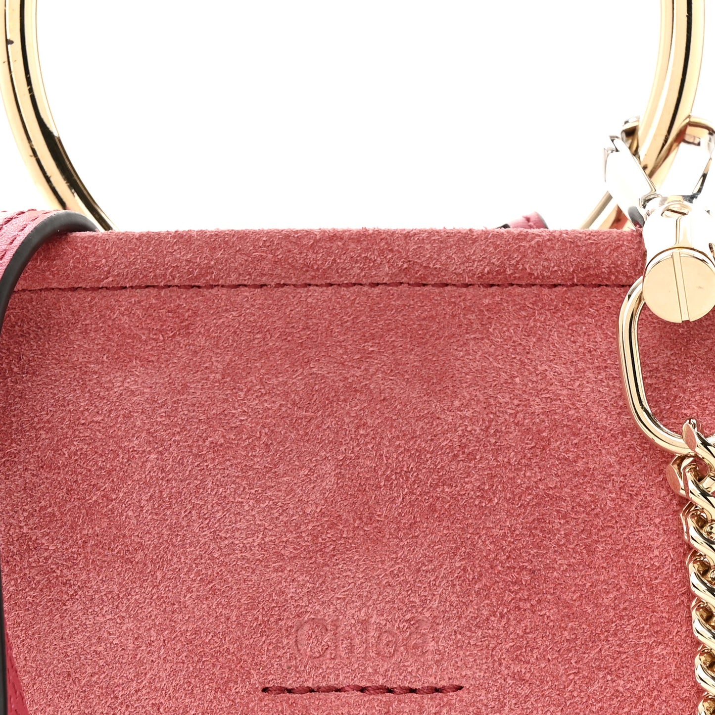 Suede Calfskin Mini Faye Bracelet Bag Scarlet Pink