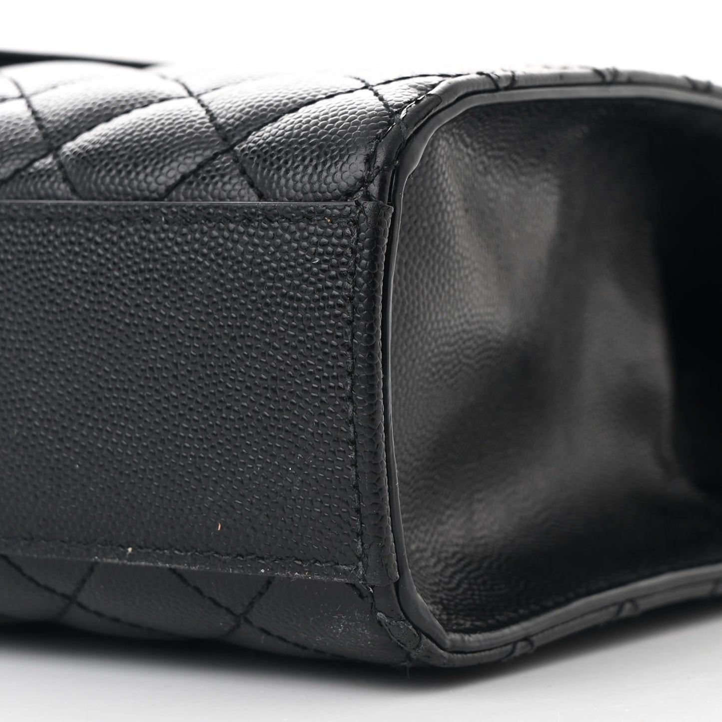 Grain De Poudre Textured Mixed Matelasse Large Triquilt Monogram Monochrome Satchel Black