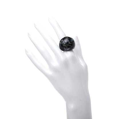 Chanel Resin Glitter Enamel CC Bird Ring 7 Black Green 2 of 5