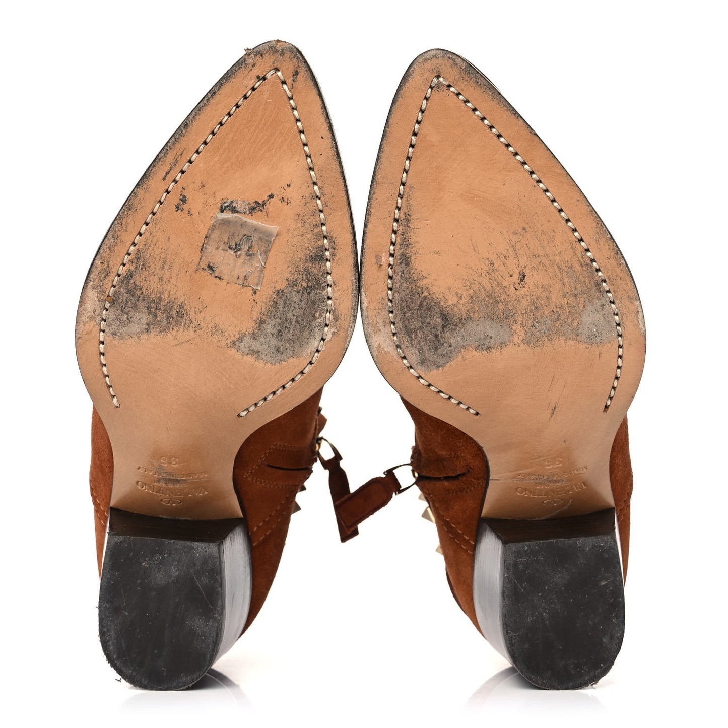 Suede Rockstud Double Buckle 50mm Cowboy Ankle Boots 36 Selleria