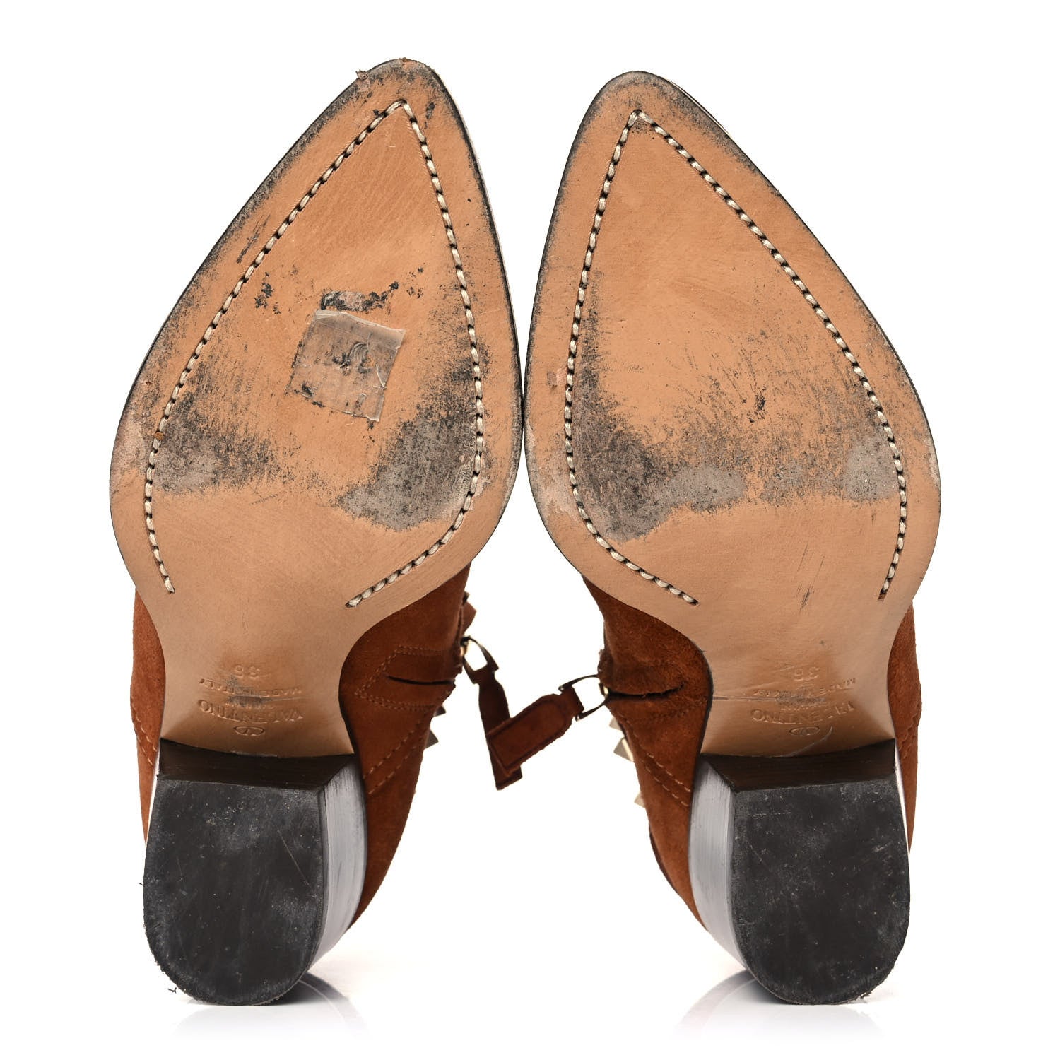 Valentino Garavani Suede Rockstud Double Buckle 50mm Cowboy Ankle Boots 36 Selleria 5 of 11