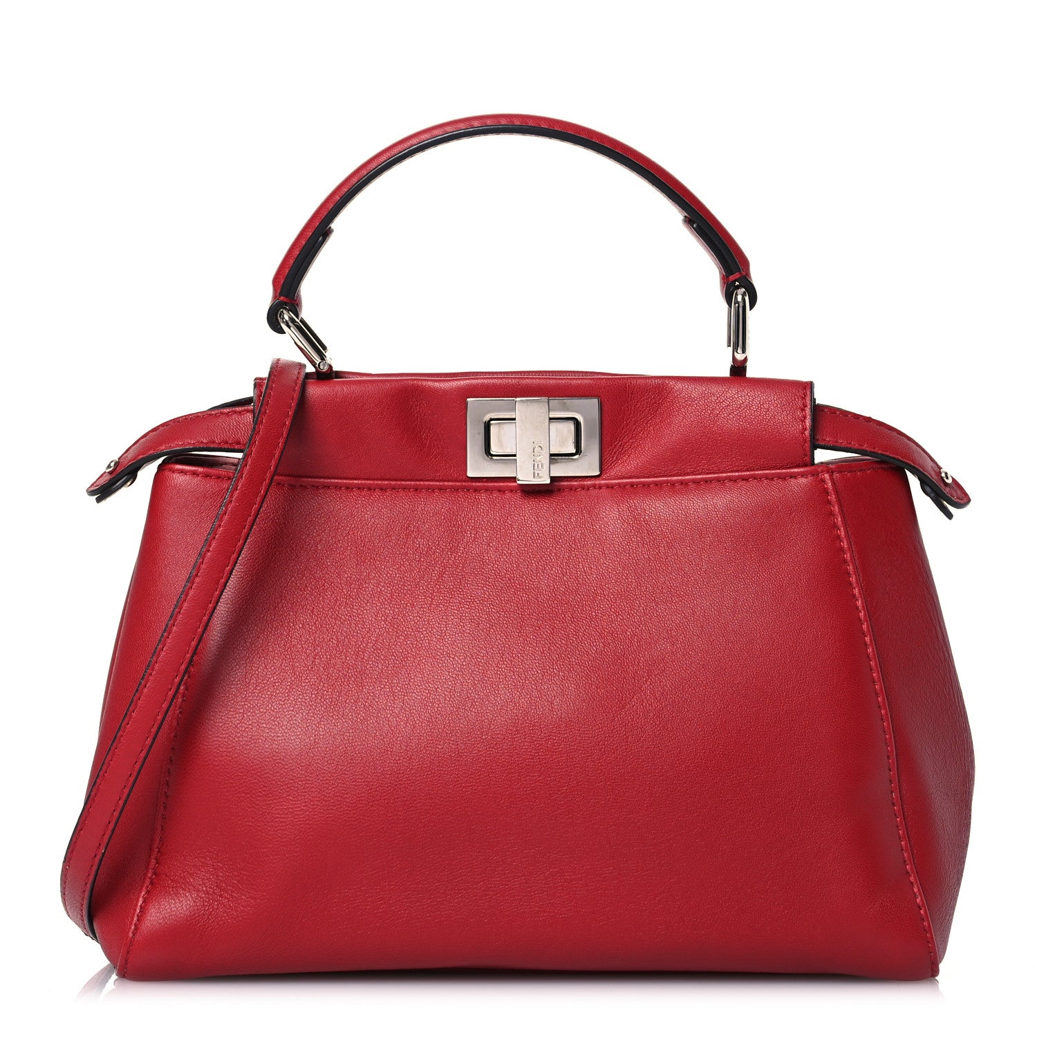Fendi Nappa Elaphe Monster Eyes Mini Peekaboo Iconic Satchel Ruby Bois de Rose Natural 1 of 15