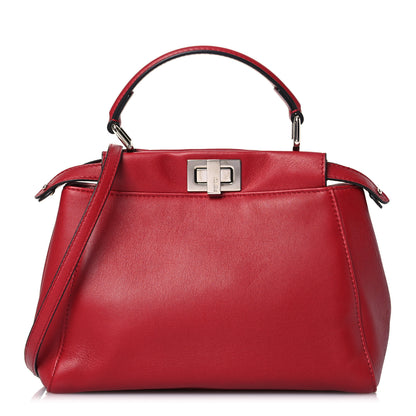 Fendi Nappa Elaphe Monster Eyes Mini Peekaboo Iconic Satchel Ruby Bois de Rose Natural 1 of 15