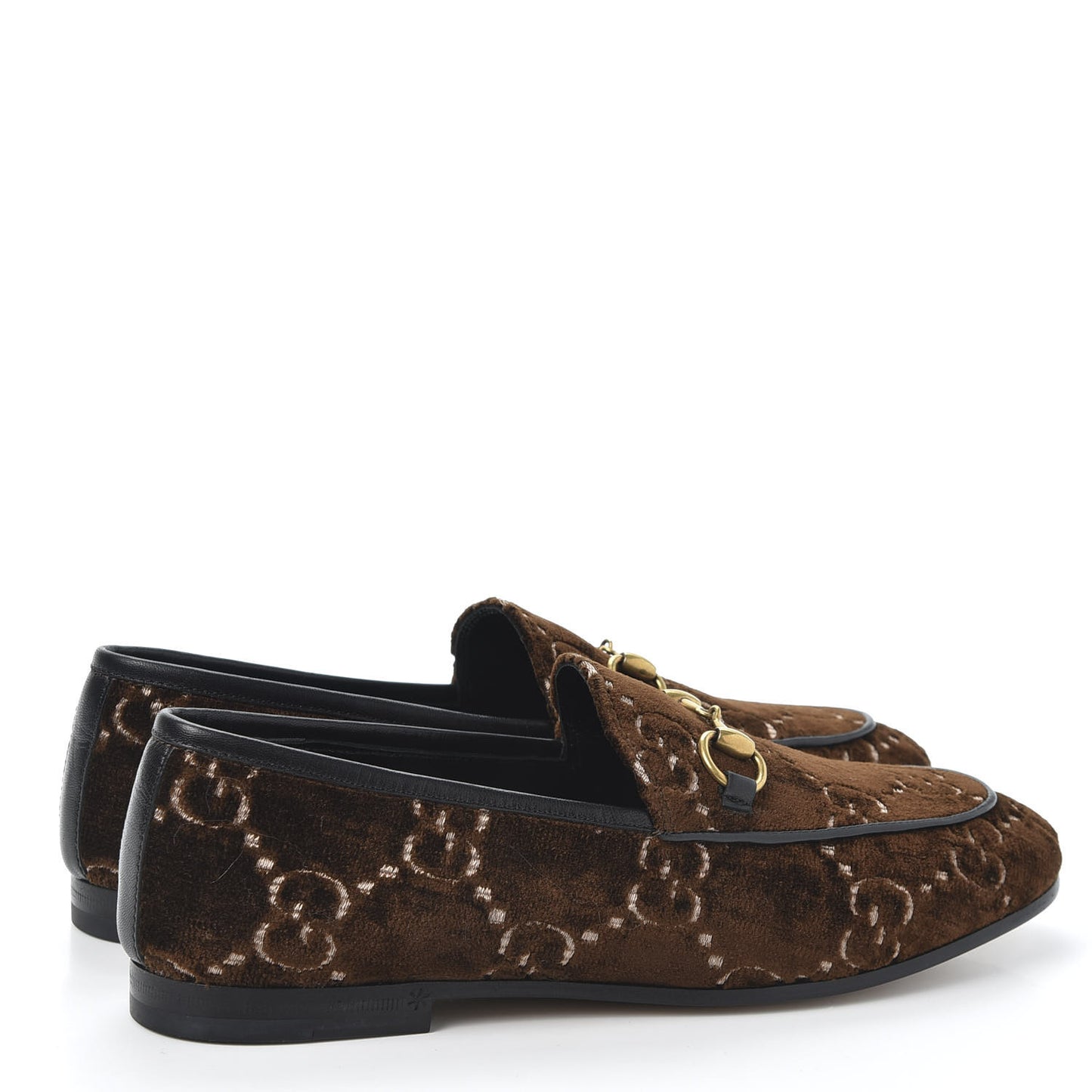 Velvet GG Monogram Horsebit Womens Jordaan Loafers 36 Brown Black