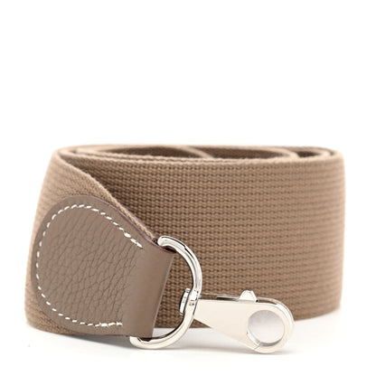 Hermes Toile Taurillon Clemence Evelyne PM Shoulder Strap Etoupe 1 of 4