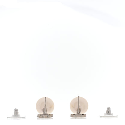 Chanel Crystal Pearl CC Drop Earrings Silver 3 of 5