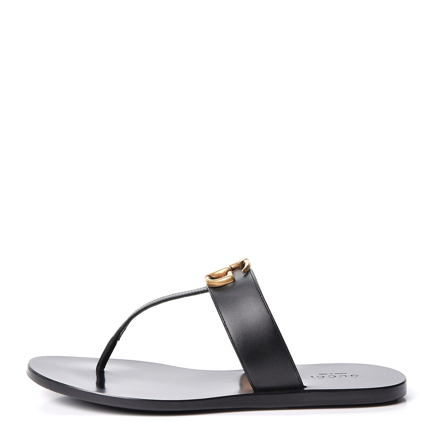 Calfskin Double G Thong Sandals 36 Black