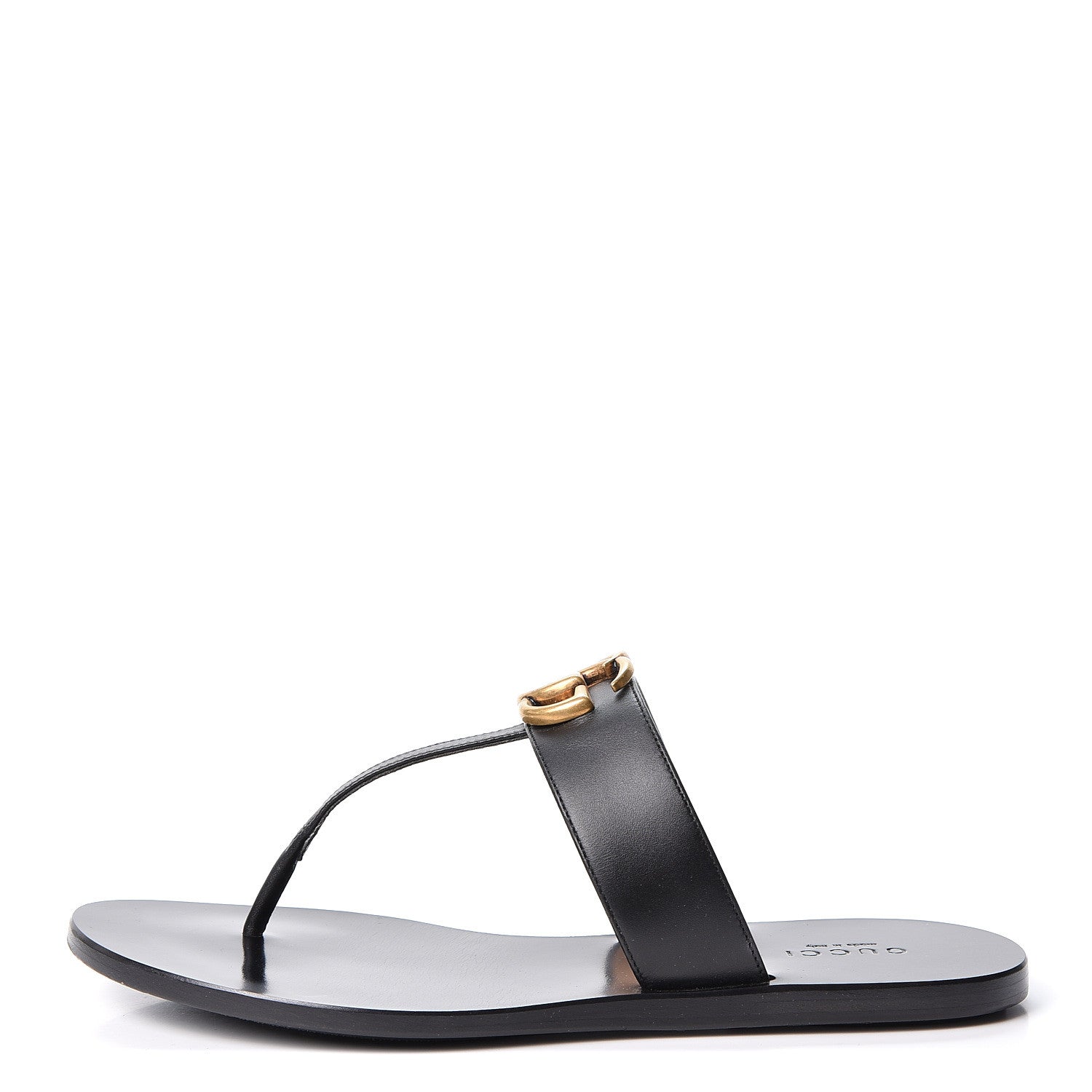Gucci Calfskin Double G Thong Sandals 36 Black 1 of 10
