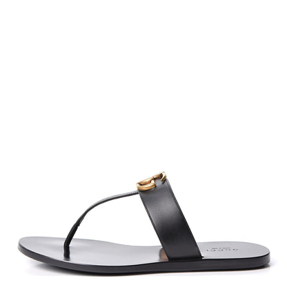 Gucci Calfskin Double G Thong Sandals 36 Black 1 of 10
