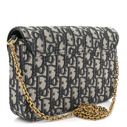 Christian Dior Oblique Saddle Chain Pouch Blue 3 of 10