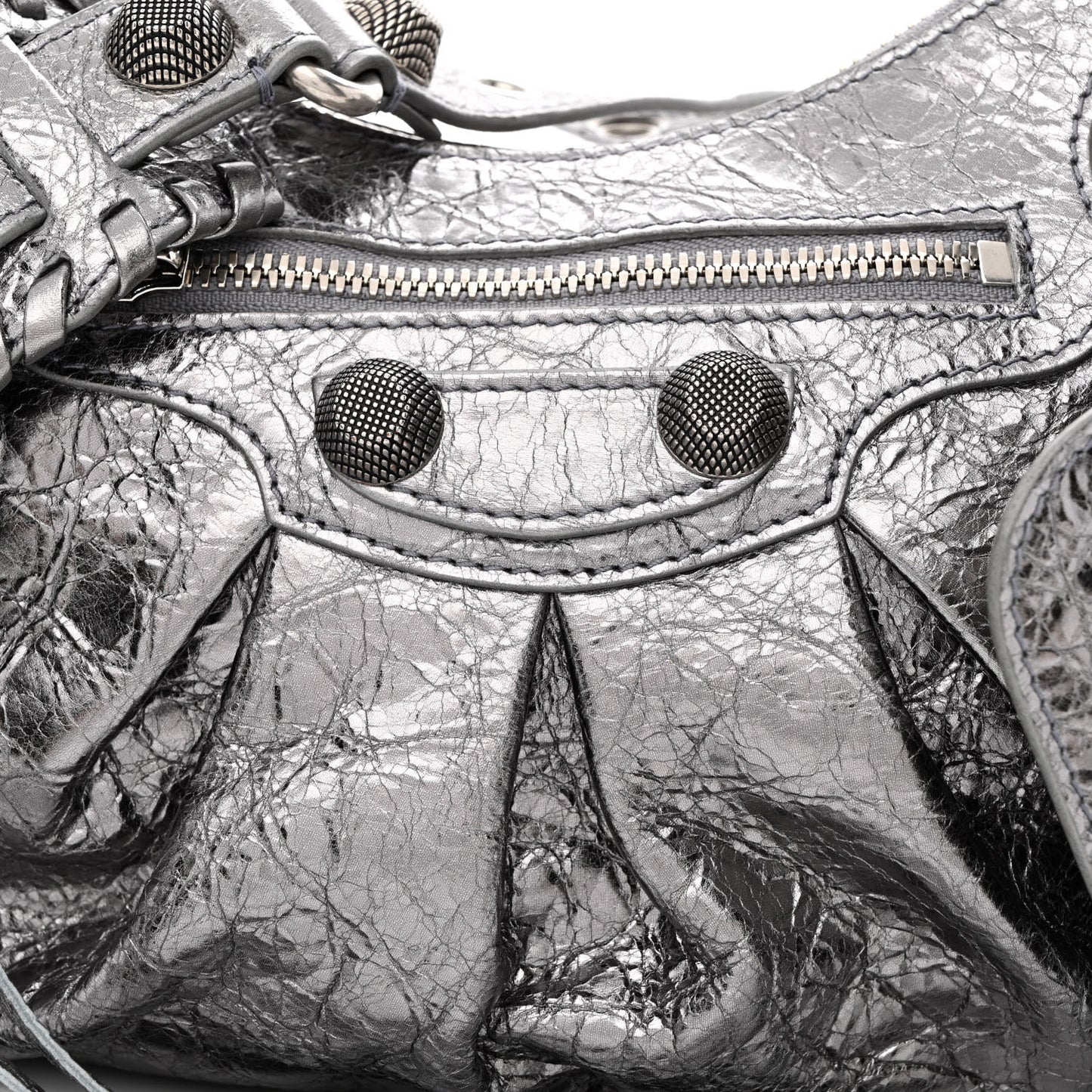 Metallic Agneau Arena Small Le Cagole Shoulder Bag Silver