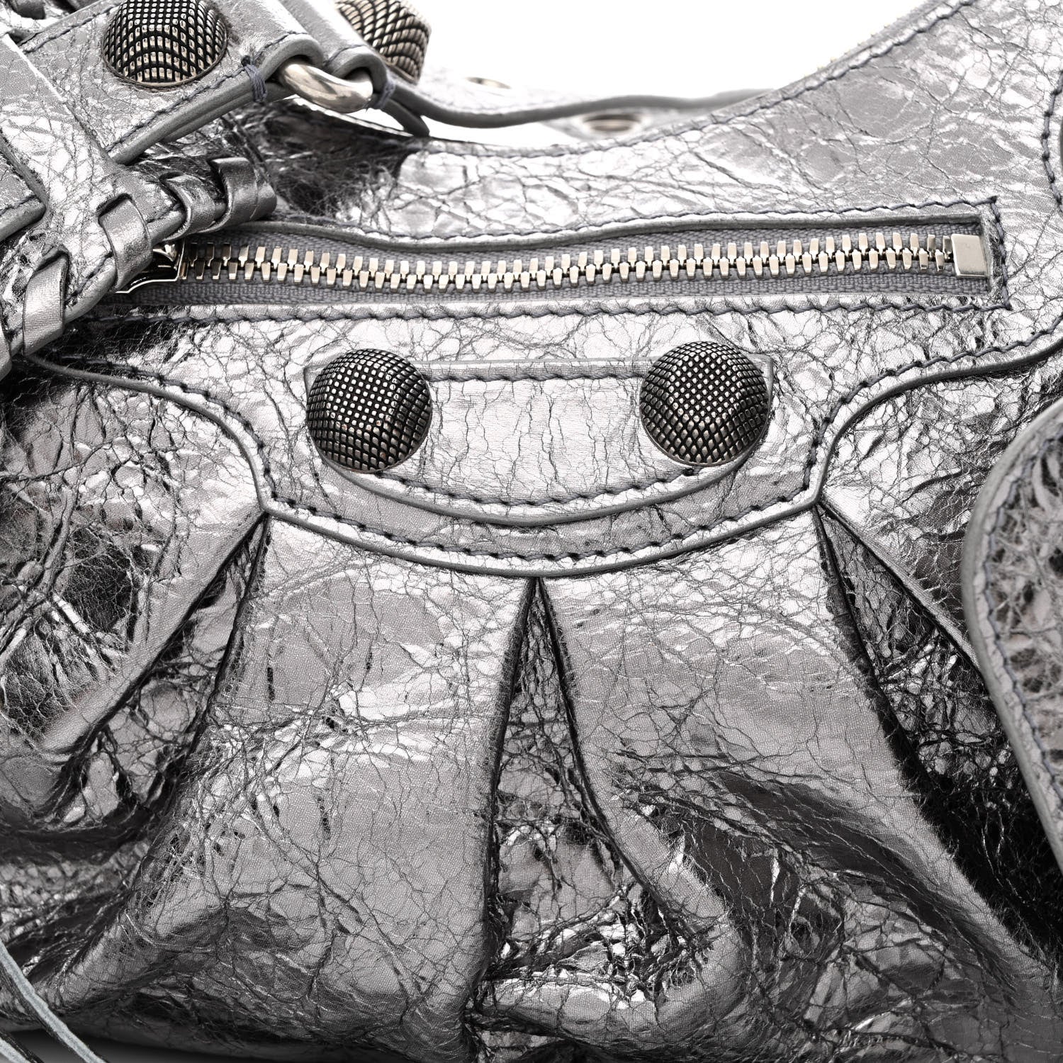 Balenciaga Metallic Agneau Arena Small Le Cagole Shoulder Bag Silver 8 of 10
