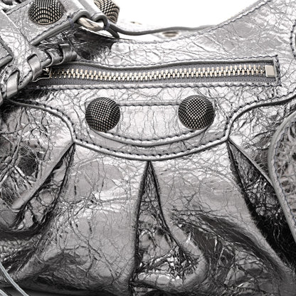 Balenciaga Metallic Agneau Arena Small Le Cagole Shoulder Bag Silver 8 of 10