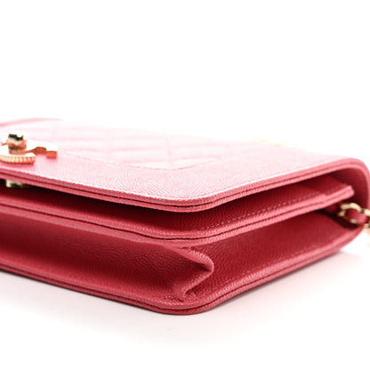 Chanel Caviar Quilted Vintage Mademoiselle Wallet On Chain WOC Dark Pink 11 of 11
