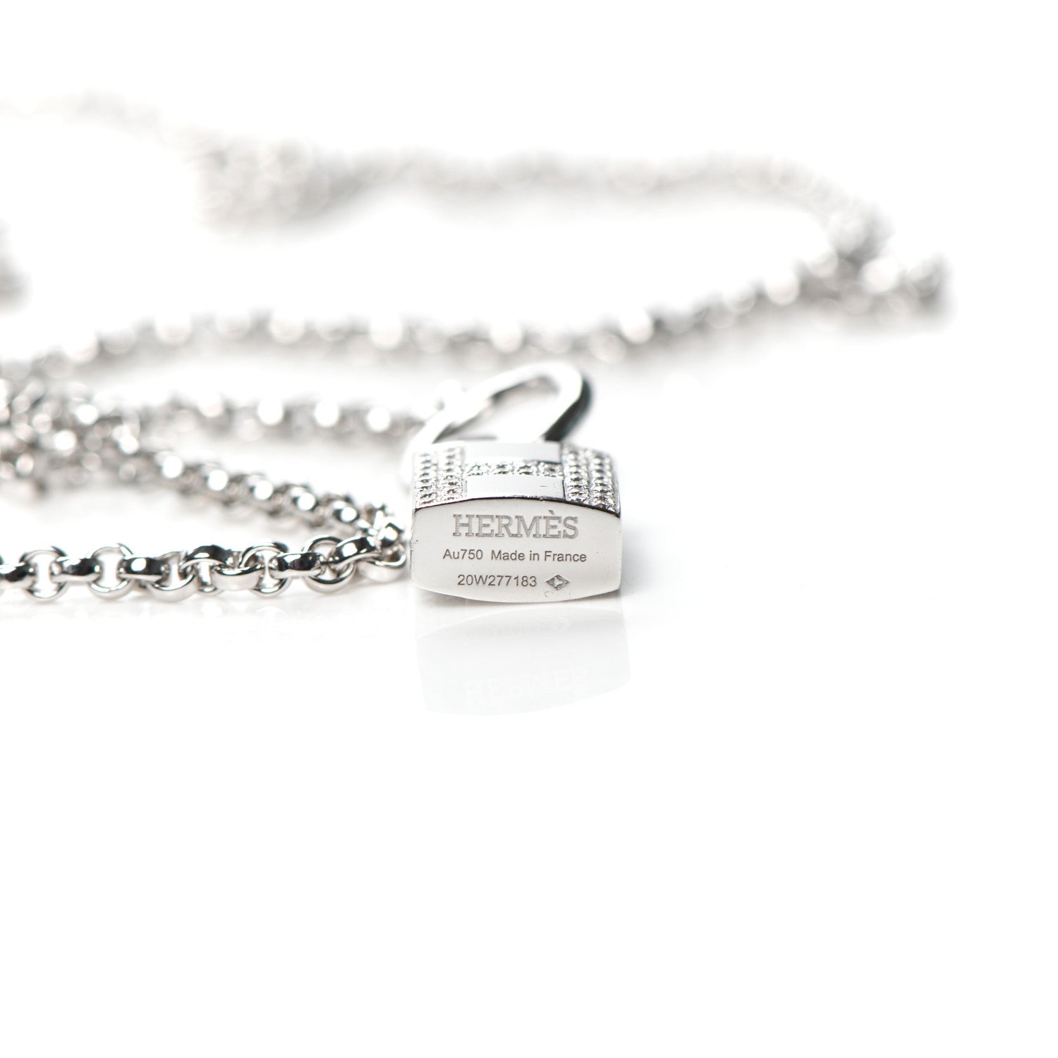 Hermes 18K White Gold Diamond MM Kelly Clochette Long Necklace 5 of 6