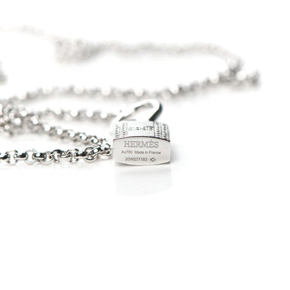 Hermes 18K White Gold Diamond MM Kelly Clochette Long Necklace 5 of 6