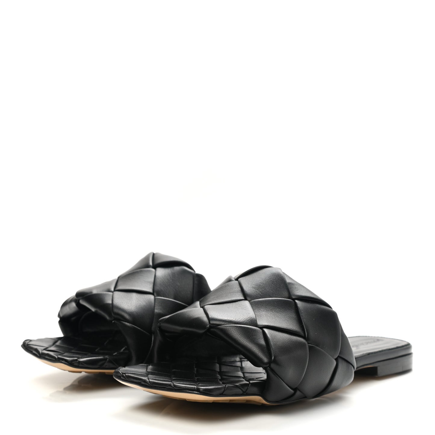 Nappa Maxi Intrecciato Lido Flat Sandals 38 Black